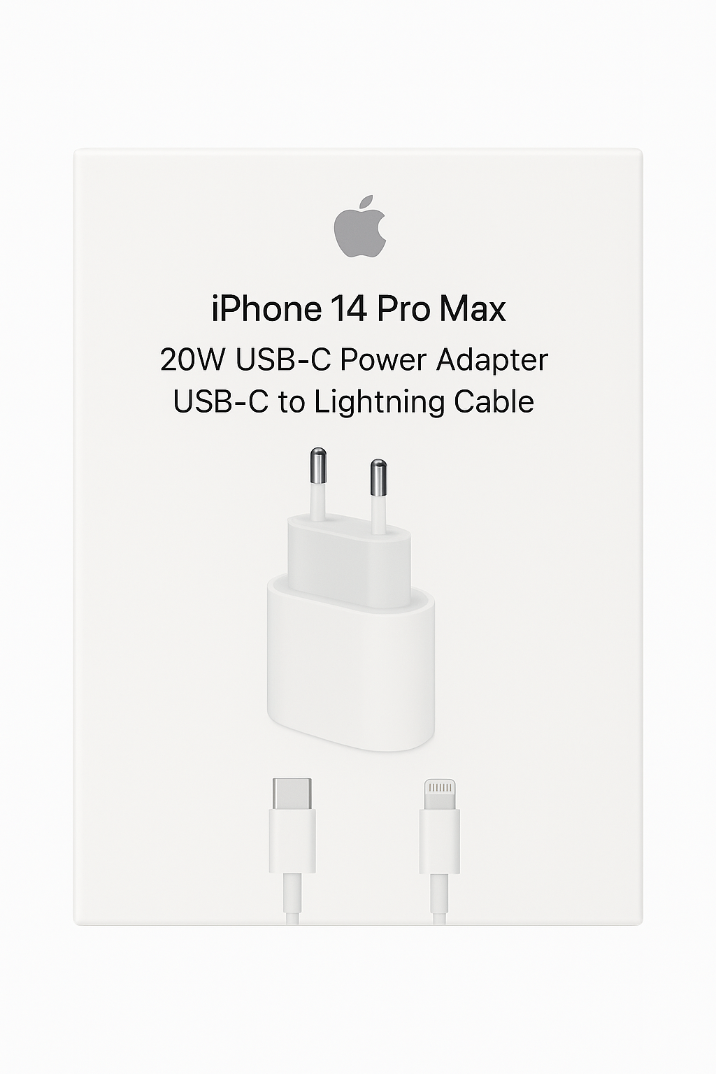 Chargeur Rapide Apple iPhone 14 Pro Max – Adaptateur USB-C 20W + Câble Lightning (1m)